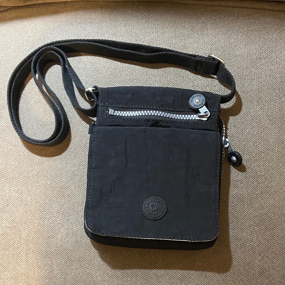 Kipling Black Nylon Crossbody Mini Bag Organizer Travel Purse